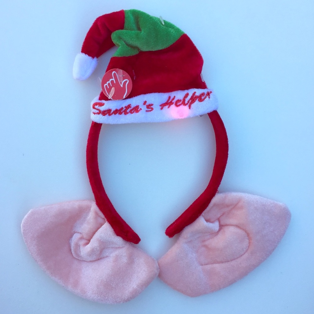 🎁FREE🎁3/$20🎁5/$25 LIGHT-UP Santa Headband w/Ear